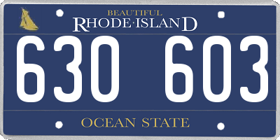 RI license plate 630603