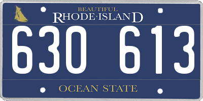 RI license plate 630613