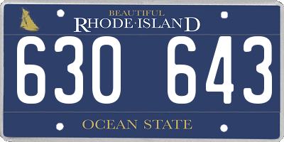 RI license plate 630643