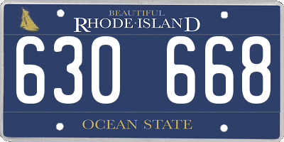 RI license plate 630668