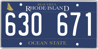 RI license plate 630671