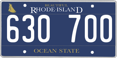 RI license plate 630700