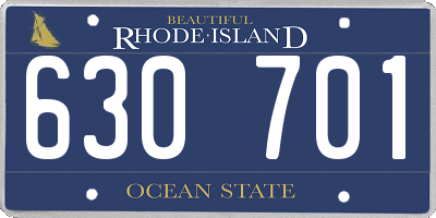 RI license plate 630701