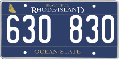 RI license plate 630830