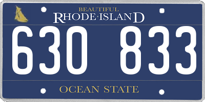 RI license plate 630833