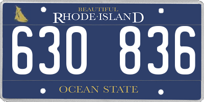 RI license plate 630836
