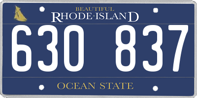 RI license plate 630837