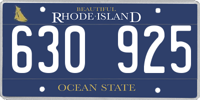 RI license plate 630925