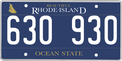 RI license plate 630930