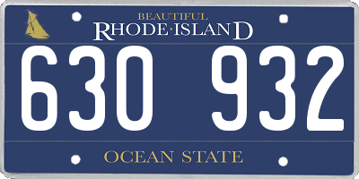 RI license plate 630932