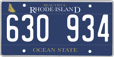 RI license plate 630934