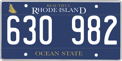 RI license plate 630982