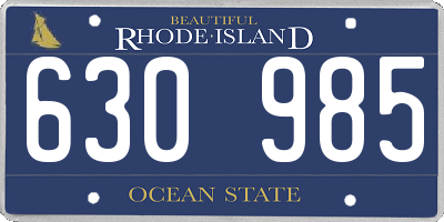RI license plate 630985