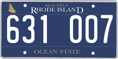 RI license plate 631007