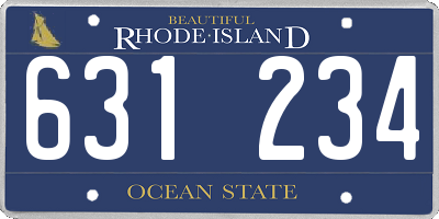 RI license plate 631234