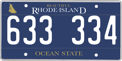 RI license plate 633334