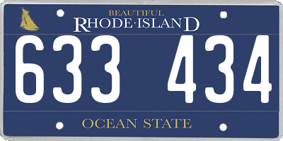 RI license plate 633434