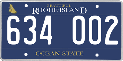 RI license plate 634002
