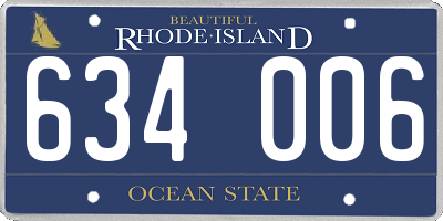 RI license plate 634006