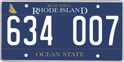 RI license plate 634007