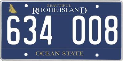 RI license plate 634008
