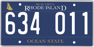 RI license plate 634011