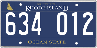 RI license plate 634012