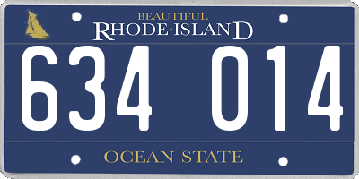 RI license plate 634014
