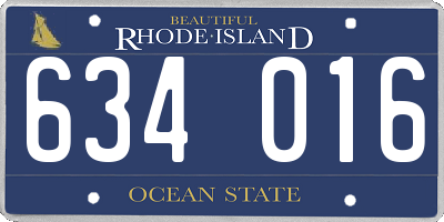 RI license plate 634016