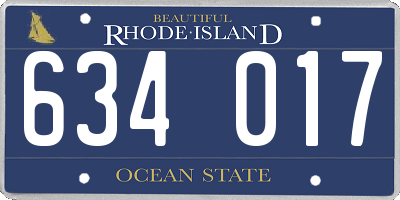 RI license plate 634017