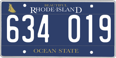 RI license plate 634019