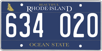 RI license plate 634020
