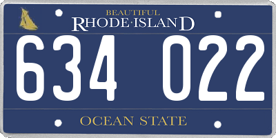 RI license plate 634022