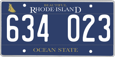 RI license plate 634023