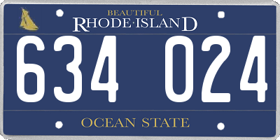 RI license plate 634024