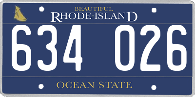 RI license plate 634026