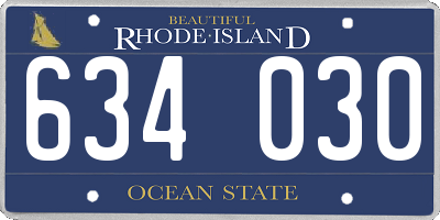 RI license plate 634030