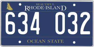 RI license plate 634032