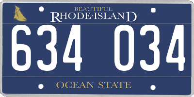 RI license plate 634034