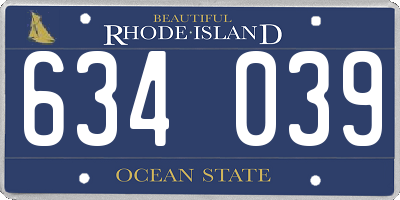RI license plate 634039