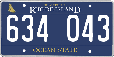 RI license plate 634043