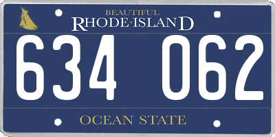 RI license plate 634062
