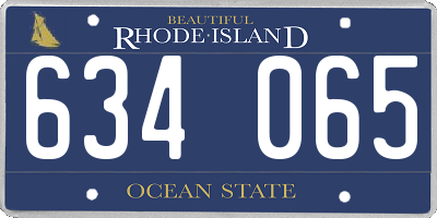 RI license plate 634065