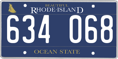 RI license plate 634068