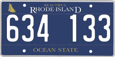 RI license plate 634133