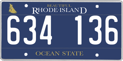 RI license plate 634136