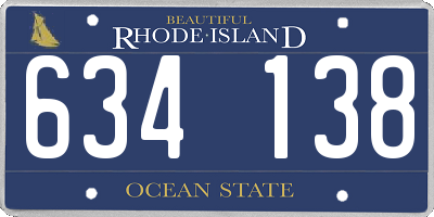 RI license plate 634138