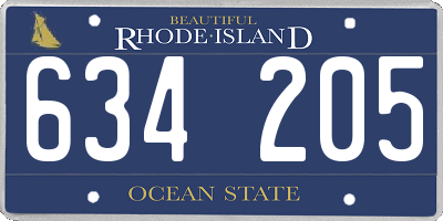 RI license plate 634205