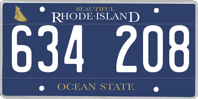 RI license plate 634208