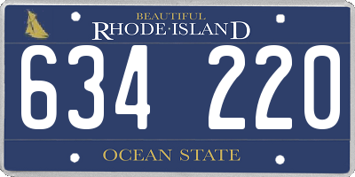 RI license plate 634220